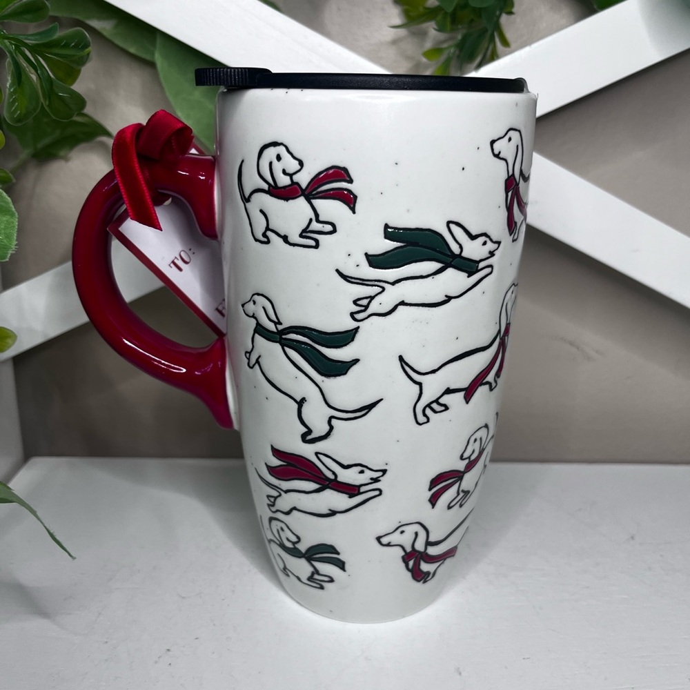 Dachshund Ceramic Travel Mug with lid